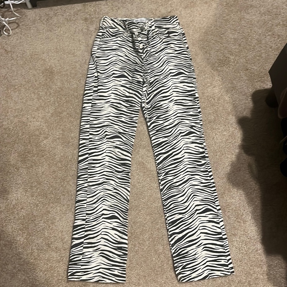 Zara Zebra Print high waisted jeans